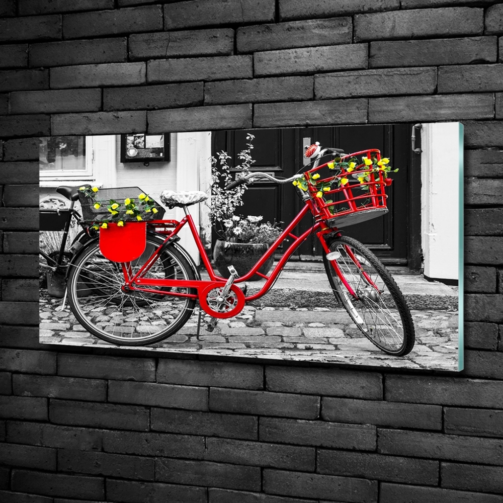 Glass art print City bike