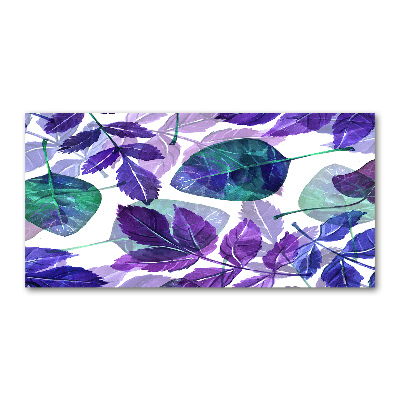 Printed glass wall art Colorful leaves