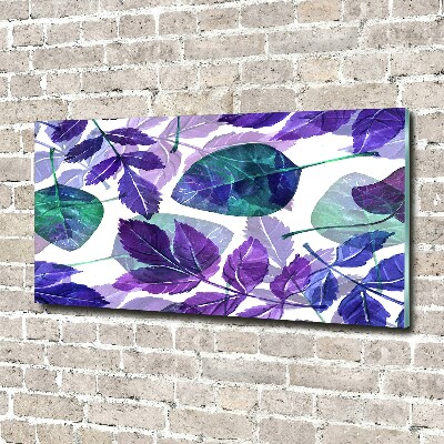 Printed glass wall art Colorful leaves