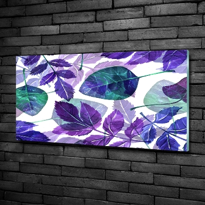 Printed glass wall art Colorful leaves