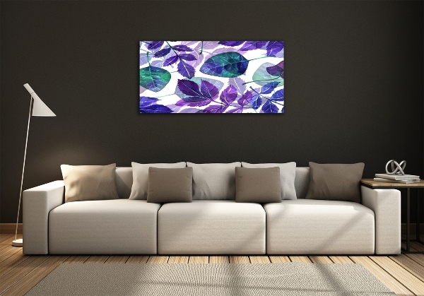 Printed glass wall art Colorful leaves