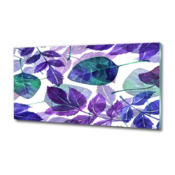 Printed glass wall art Colorful leaves