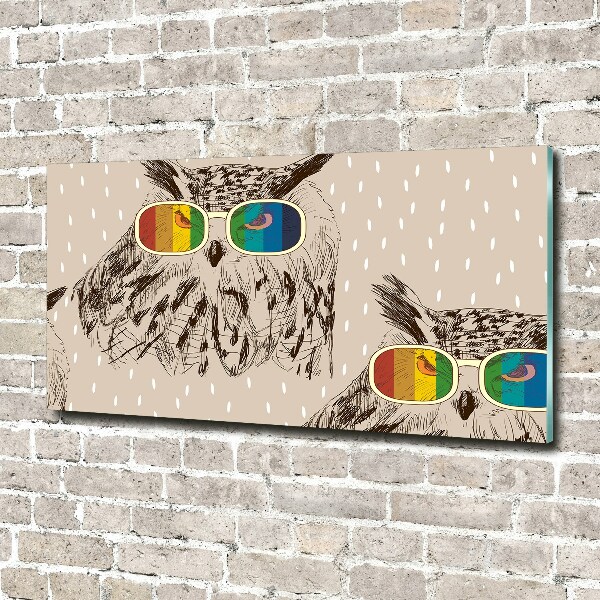 Glass art print Owls with glasses