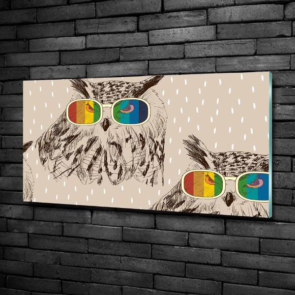 Glass art print Owls with glasses