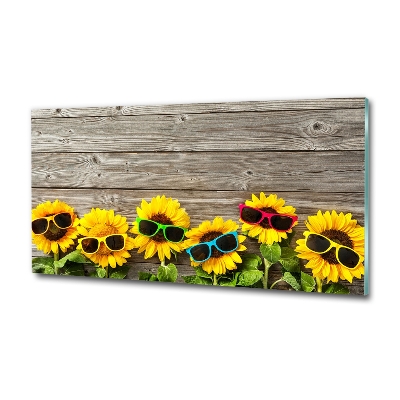 Glass wall art Sunflowers