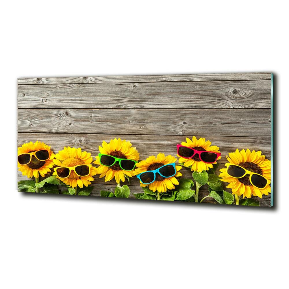 Glass wall art Sunflowers