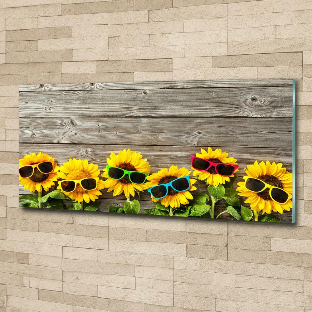 Glass wall art Sunflowers