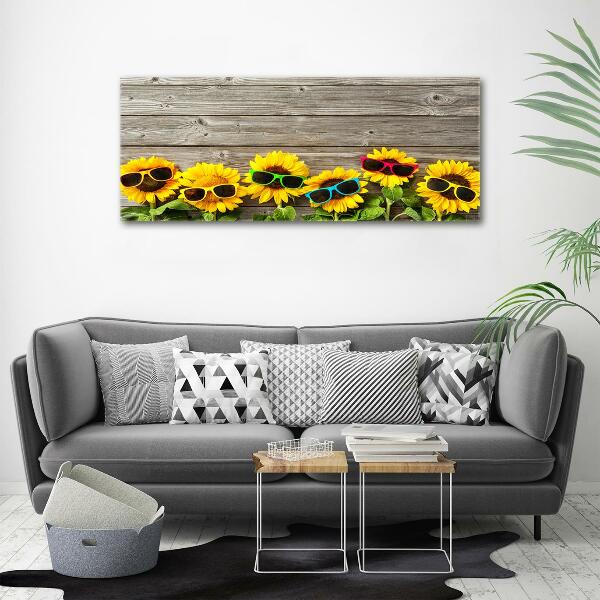 Glass wall art Sunflowers