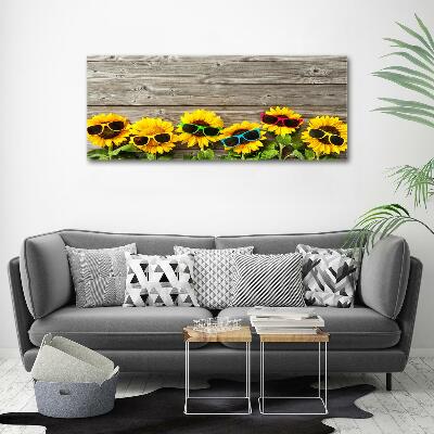 Glass wall art Sunflowers