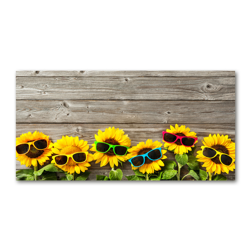 Glass wall art Sunflowers