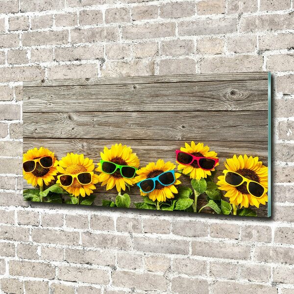 Glass wall art Sunflowers