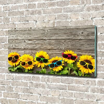 Glass wall art Sunflowers