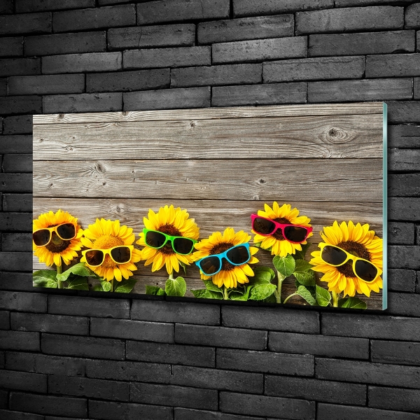 Glass wall art Sunflowers