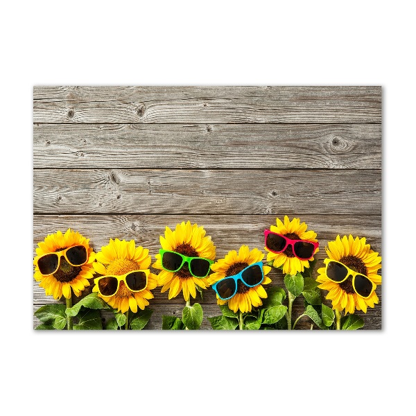 Glass wall art Sunflowers