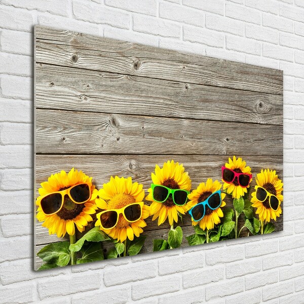 Glass wall art Sunflowers