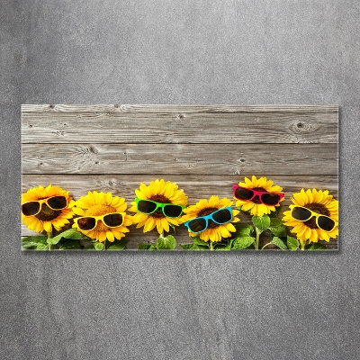 Glass wall art Sunflowers