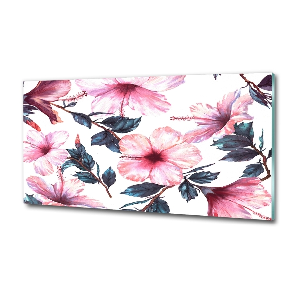 Glass picture wall art Hibiscus flowers