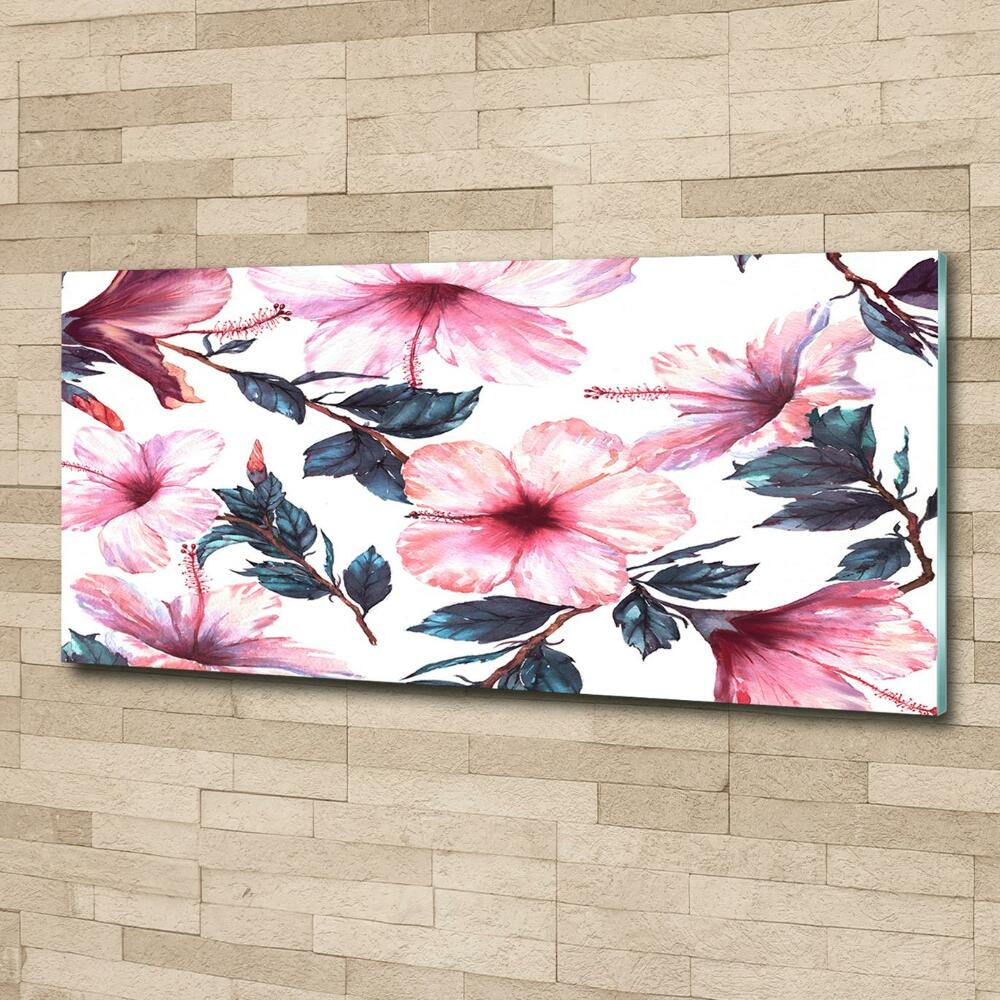 Glass picture wall art Hibiscus flowers