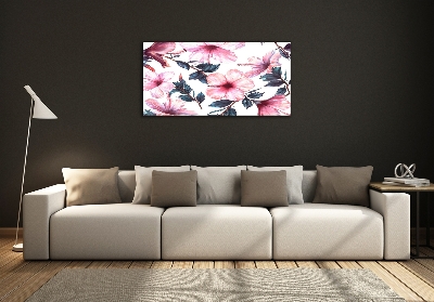 Glass picture wall art Hibiscus flowers