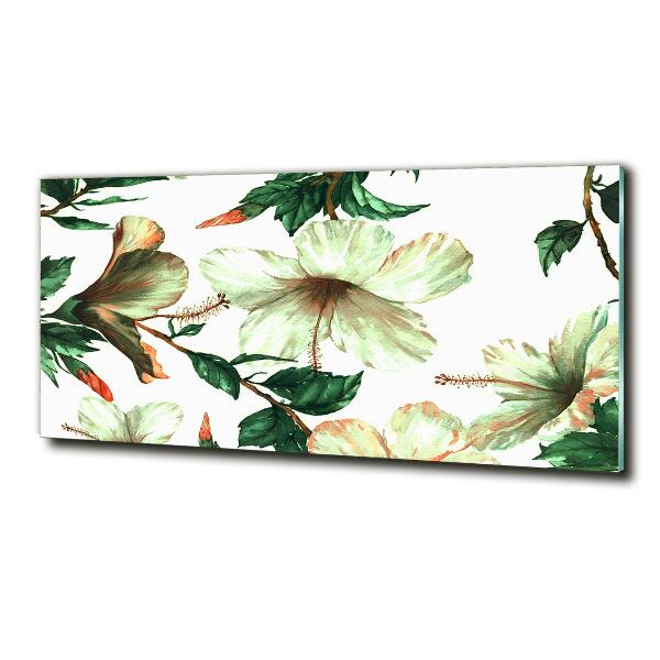 Glass picture wall art Hibiscus flowers