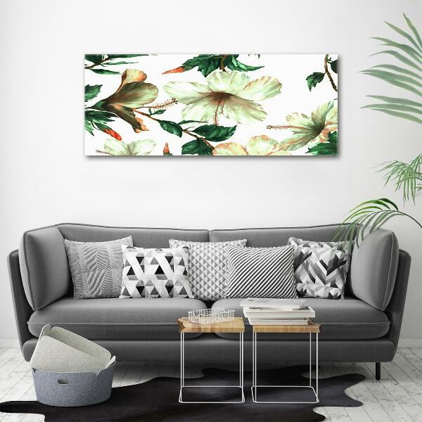 Glass picture wall art Hibiscus flowers