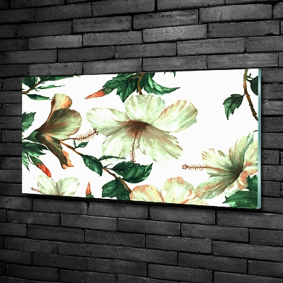 Glass picture wall art Hibiscus flowers