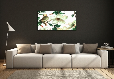 Glass picture wall art Hibiscus flowers