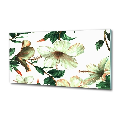 Glass picture wall art Hibiscus flowers