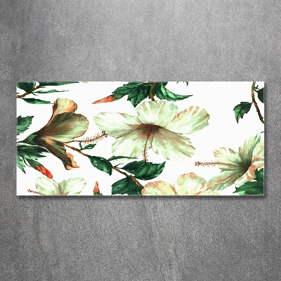 Glass picture wall art Hibiscus flowers