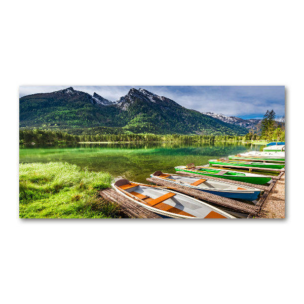 Wall art on glass Boats on the lake