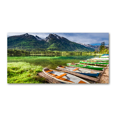 Wall art on glass Boats on the lake