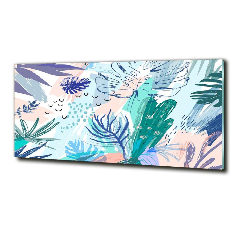 Printed glass wall art Tropical leaves