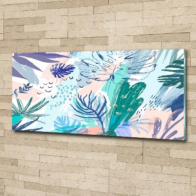 Printed glass wall art Tropical leaves