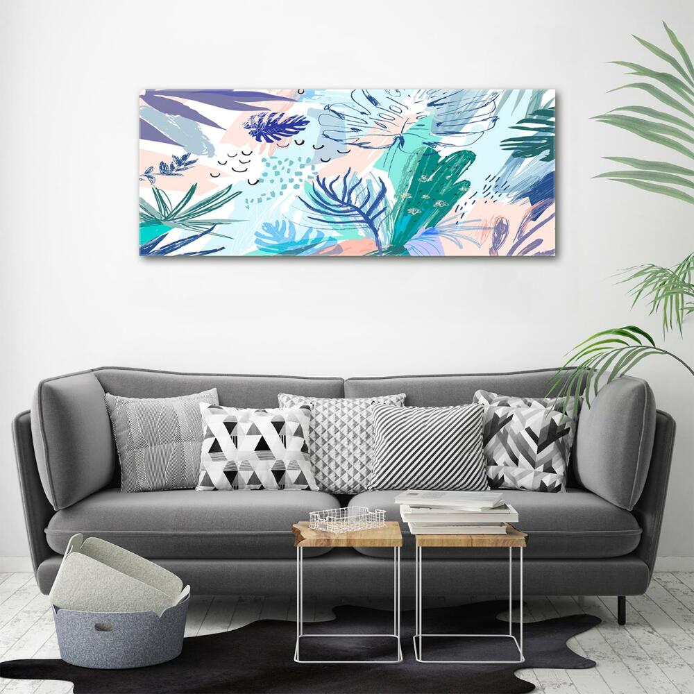 Printed glass wall art Tropical leaves