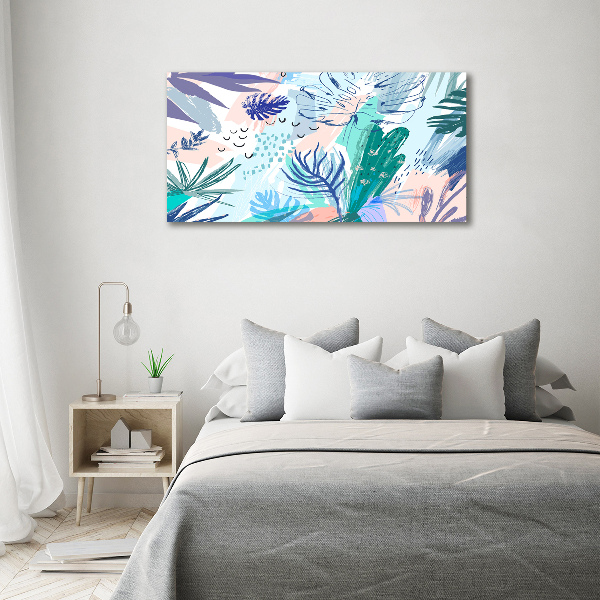 Printed glass wall art Tropical leaves