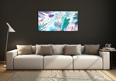 Printed glass wall art Tropical leaves