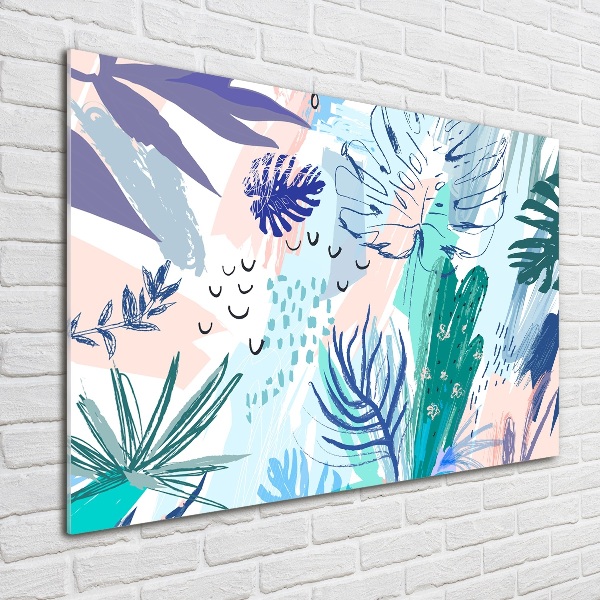 Printed glass wall art Tropical leaves