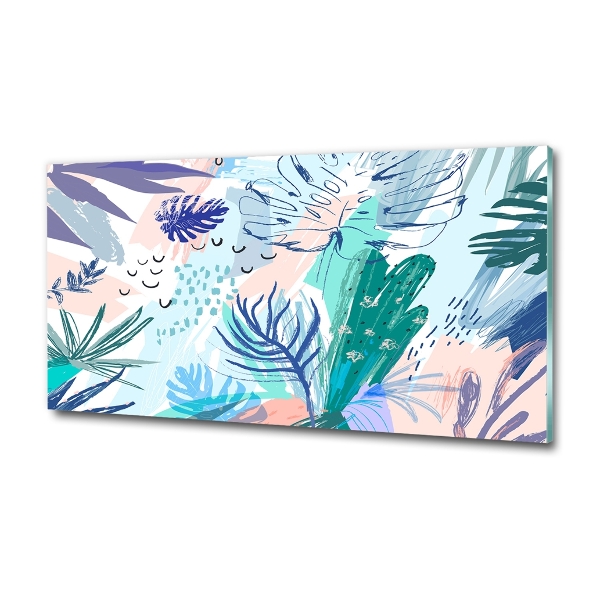 Printed glass wall art Tropical leaves