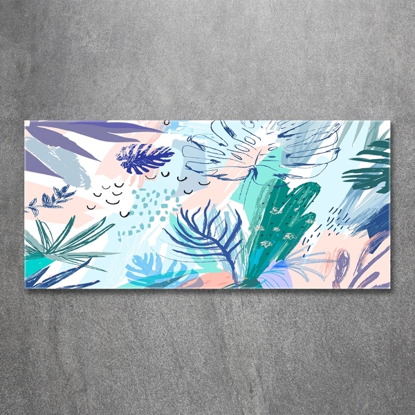 Printed glass wall art Tropical leaves