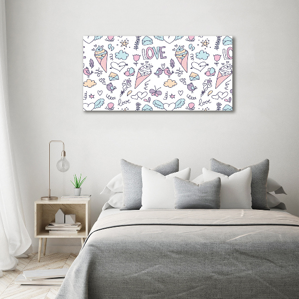 Wall art on glass Romantic pattern