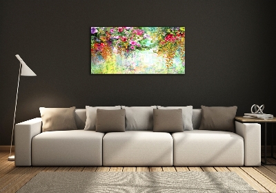 Glass wall art Multi -colored flowers