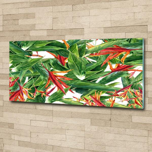 Printed glass wall art Floral pattern