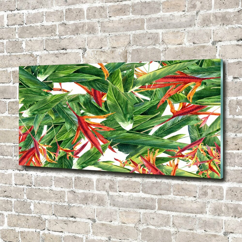 Printed glass wall art Floral pattern