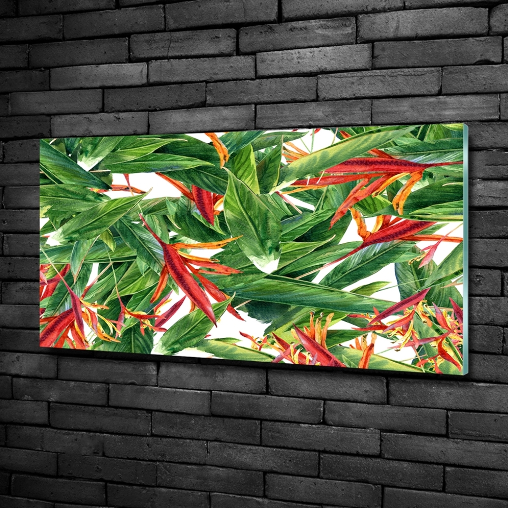 Printed glass wall art Floral pattern