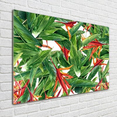 Printed glass wall art Floral pattern