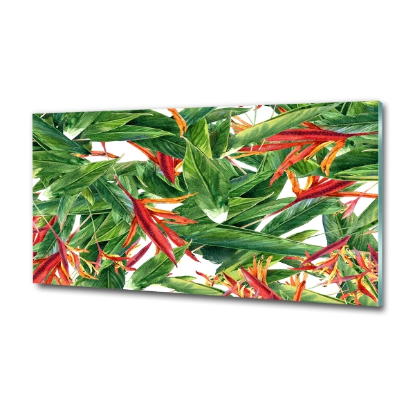 Printed glass wall art Floral pattern