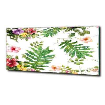 Glass picture wall art Floral pattern