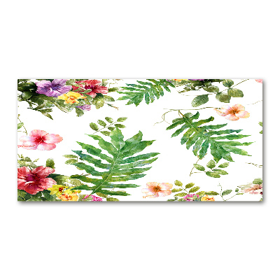 Glass picture wall art Floral pattern