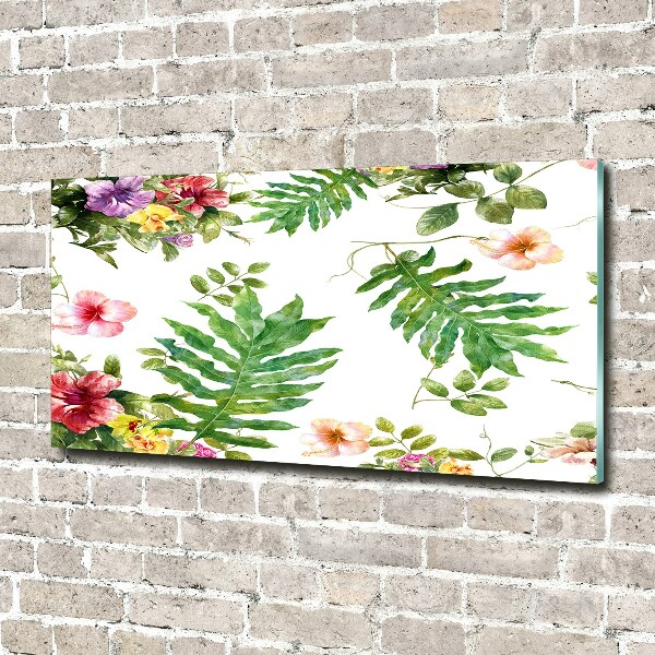 Glass picture wall art Floral pattern