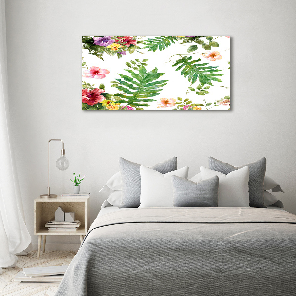 Glass picture wall art Floral pattern